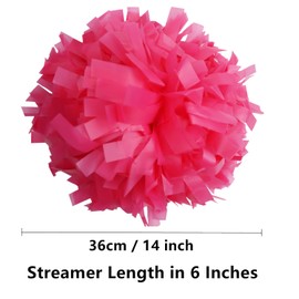GUIFIER 1 Pair Cheerleader Pom Poms 6 Inch Plastic Cheerleading Pom Pom with Baton Handle, Cheerleading Poms, Cheer Pom Poms Pompoms for Cheerleading Girls Kids Sports Game (Hot Pink)