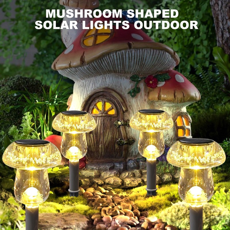 Benany Solar Lights Outdoor, 8 Pack Mushroom Lights Outside Waterproof,