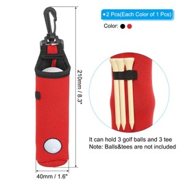 PATIKIL Golf Ball Carry Bag, 2Pack Golf Tee Holder Pouch Portable Neoprene Golf Ball Holders with Clip for Men and Women Storage Gifts, 2 Color