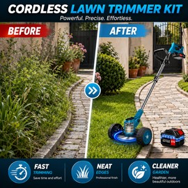 Cordless Weed Trimmer for Yard Maintenance – 21V Battery Grass Cutter with 3 Blade Types for Gardens