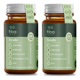 Scudo Refuerzo Sistema Imunológico Tiba Salud 2 Pack 60 Cápsulas 800mg Veganas