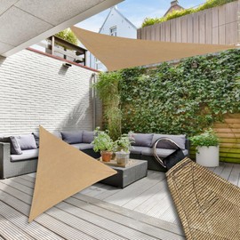 24tarpp Malla Sombra Velaria 2x2x2 - Triangular Beige - Mallasombra para Exteriores - Bastillas Dobles Reforzadas - Protección 90% Rayos UV - Lonasombra - Velaria 2x2x2 Beige