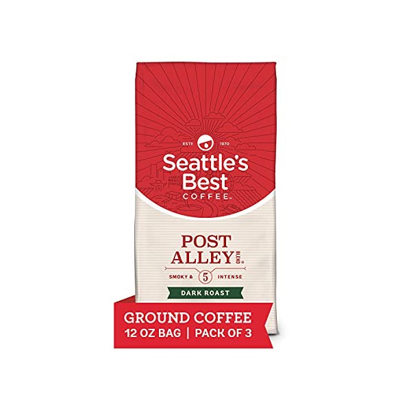 Seattle's Best Coffee Post Alley Blend Dark Roast Ground Coffee | 12 Ounce Bags (Pack of 3)
