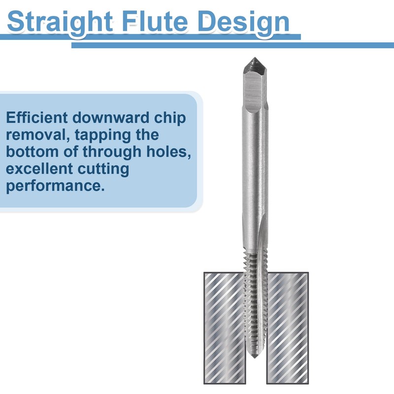 sourcing map 4pcs Straight Flute Thread Tap, 3/16-24 BSW Inches