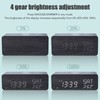 Wooden Digital Alarm Clock with Wireless Charging Black Adjustable Brightness