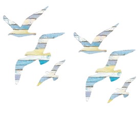 Occupaternm Pack of 6 Seagulls Wall Decoration Set, Poplar Material, Be Creative, Cute Decoration, for Living Room, Bedroom, Bathroom, Hallway, Holiday Home (Blue)