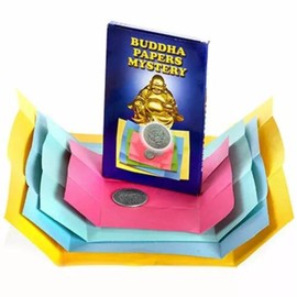 MilesMagic Magician's Buddha Papers Mystery Gimmick | Produce or Vanish Coins, Bills, Money, Token, Poker Card | Stage Magic | Street Magic | Close Up Magic Trick