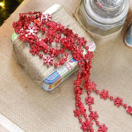 Vpang Snowflake Snowman Pearls Beads String Garland for Christmas, Valentine, Exhibition, Wedding, Party, DIY Craft, Home Decoration, 106 Inch (Red)