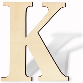 17 Inch Unfinished Wood Letter for Wall Decor, Paintable Thick Wooden Letter for DIY Craft Projects, Blank Wood Alphabet Letter for Birthday, Parties, Wedding, Christmas Home Decoration (Letter K)
