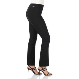 Rekucci Womens Ease Into Comfort Straight Leg Pants with Tummy Control (Black, 14)