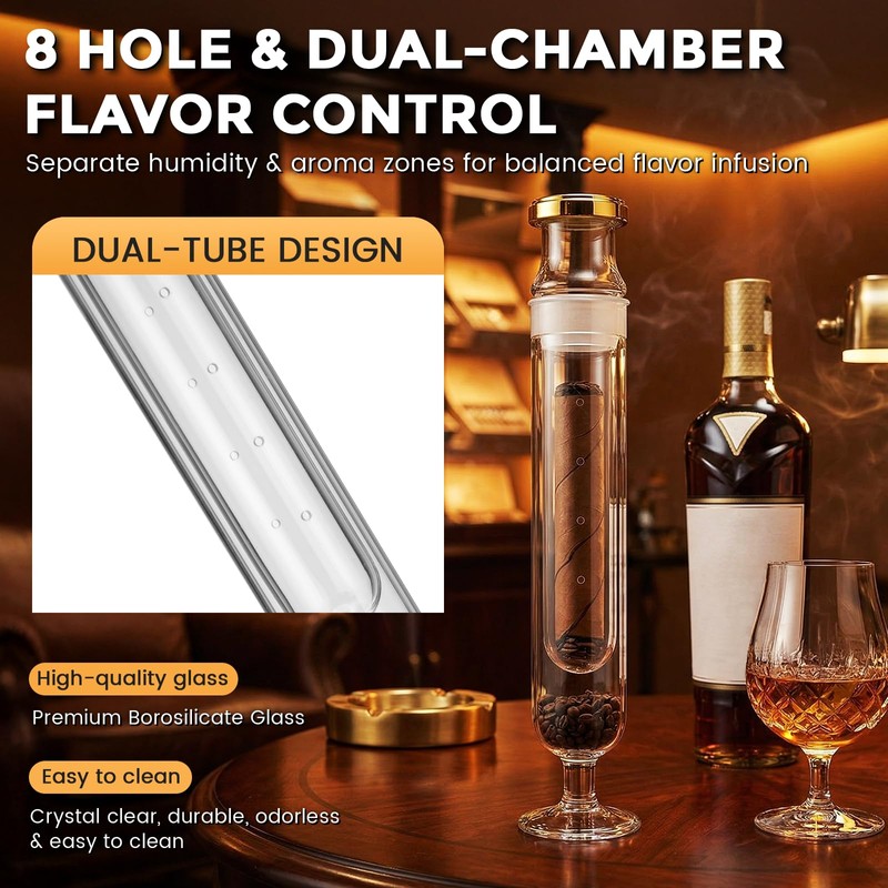 Konohan 2 Set Flavoring Humidor Cases Borosilicate Glass Tubes Hygrometer