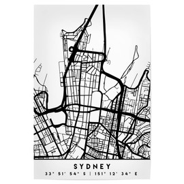 artboxONE Poster 30 x 20 cm Black and White Sydney Australia Black City Map - Image Sydney Australia