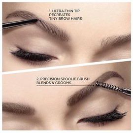 Lápiz de cejas L'Oréal Paris para maquillaje, resistente al agua, lápiz mecánico ultrafino, dibuja pequeños pelos de cejas y rellena en áreas y espacios reducidos, Castaño claro, 1 pieza