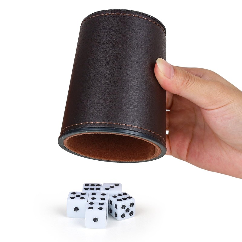 Gesserit Felt Lined PU Leather Dice Cups Set, 6 Quiet