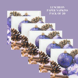 Keep Unique 20-ct 13x13 Christmas Paper Decoupage Napkins, 3-Ply Servilletas Tissue Napkin for Dinner and Party, Disposable Napkins (Purple)