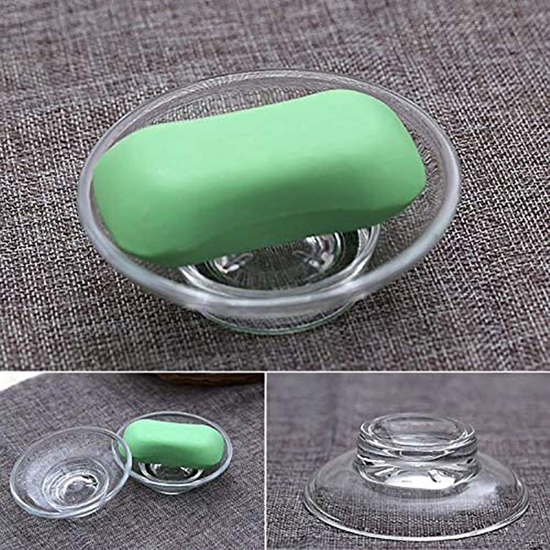 2 x Glass Soap Dish Replacement for Bathroom Accessories (Transparent)