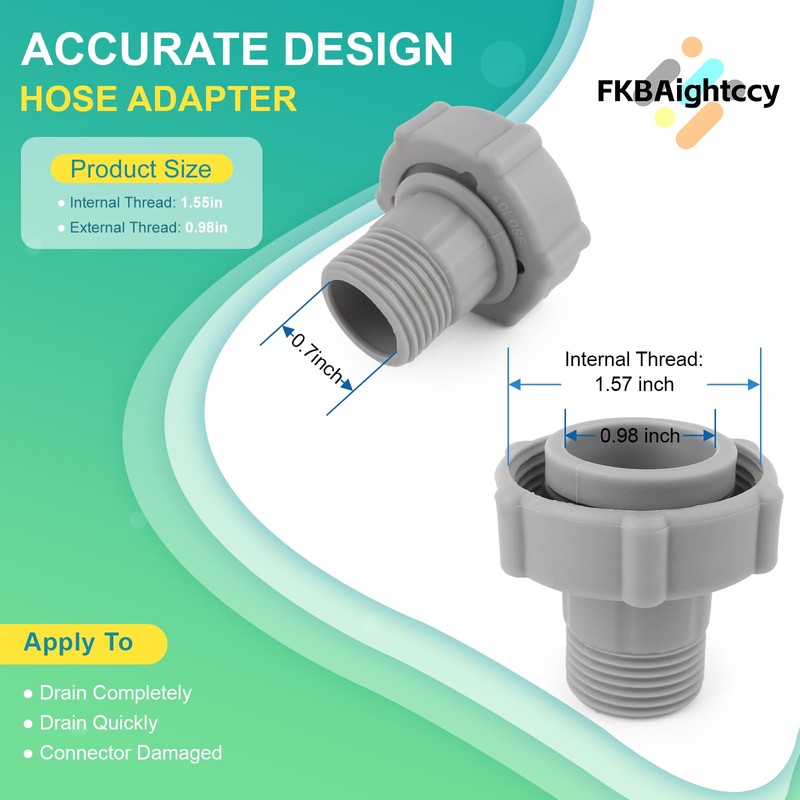 2 PCS Swimming Pool Drain Fitting Connects Replacement for Coleman