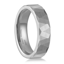 JEWPER 6MM 8mm Black/silver/gold Tungsten Rings for Men Womens Couple Fashion Jewelry Promise Engagement Wedding Band Hammered Inner ring inlaid with olive wood Carbide Polished Edge Comfort Fit, 10,