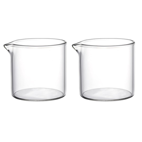 JIEJE 2 Pack Creamer Pitcher, Small Glass Pitcher, Glass Creamer