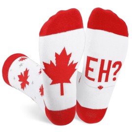 DPKOW Funny Canada Socks for Adult, Maple Leave Socks Canada Day Accessories Canadian National Day Supplies, Christmas Birthday Gifts, Eh?