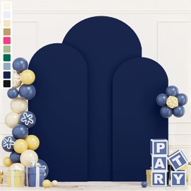 ROMANKAS Arch Covers Stretchy Backdrop Set of 3 Navy Arch Cover 7.2ft 6.6ft 6ft Wedding Arches Stand Cover Spandex Arch Backdrop Cover for Arched Stand Covers for Birthday Party Baby Shower Decor