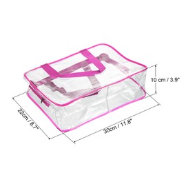 PATIKIL L Size Clear Toiletry Bag, PVC Transparent Makeup Bag Cosmetic Pouch with Zipper and Handle Strap for Business Travel Home, Rose Red