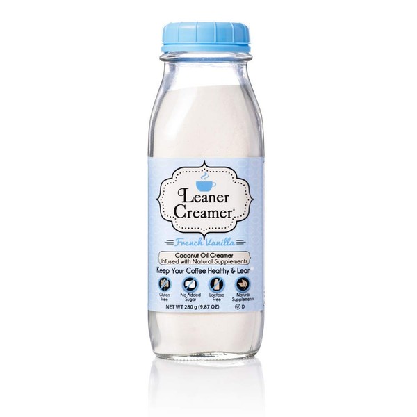 Leaner Creamer French Vanilla Coffee Creamer Powder 9.87oz. Perfect Coconut Oil Non-Dairy French Vanilla Powder To Naturally Cream and Sweeten Coffee, Smoothies, Protein Shakes & More! Ideal Flavoring For All Diets