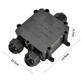 Waterproof IP68 Junction Box, 3 Way Plug Line M25 Wire External Electrical Junction Box Outdoor Cable Connector Wire Range 4-8mm or 8-12mm or 10-14mm