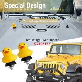 Hood Bumper Stops with Duck Holder,Duck Cushion Stoppers for Jeep,Hood Bumper Cushion Compatible with Jeep Wrangler 1987-2018,1Pair