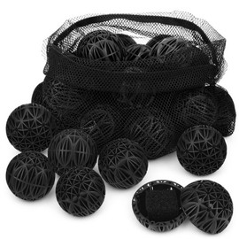 VIHOSE 20 Count 3 Inch Black Large Bio Balls Media Filter Durable Fish Pond Filter Media with Sponge Biological Filtration Mediums for Pond Aquarium Fish Tanks Filters with 12" x 16" Mesh Bag