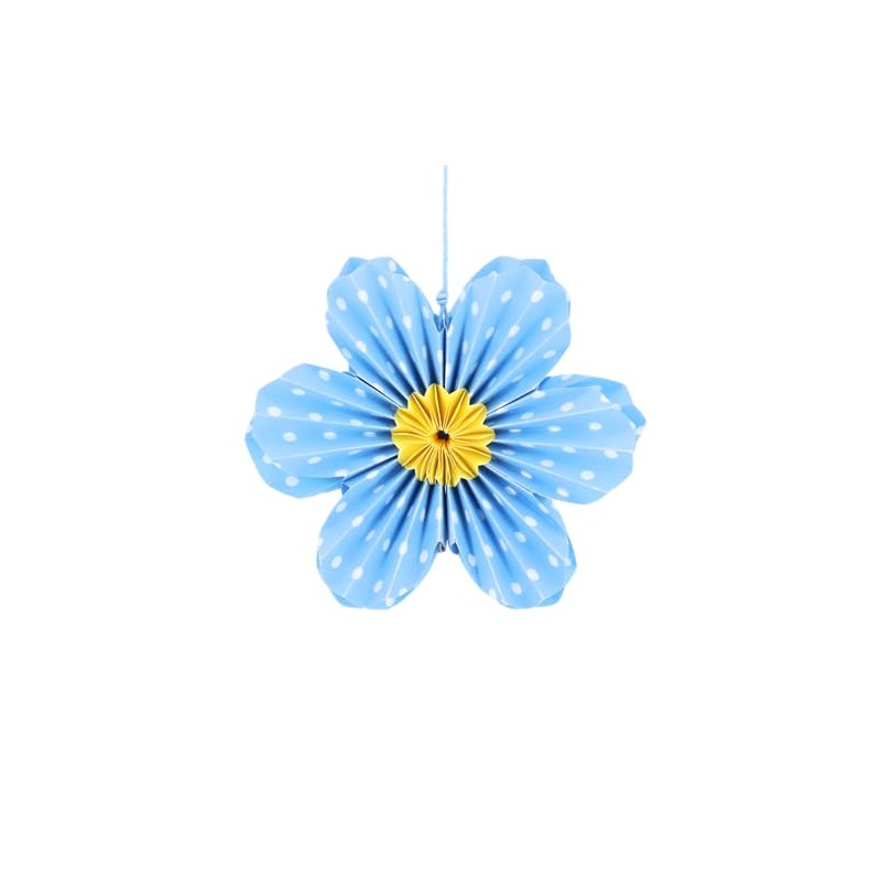Gisela Graham Blue Polka Dot Paper Flower Hanging Decoration, medium