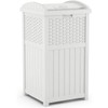 Suncast Wicker Plastic Outdoor Hideaway 33 Gallon Trash Can Bin
