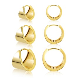 KISSPAT Gold Silver Earrings Small Hoop Earrings Set Women, 3 Pairs Small Silver 925 Earrings Chunky Small 14K Gold Hoop Earrings Chunky Thick Hoop Earrings Huggie Hoop Mini Small Hoop Earrings