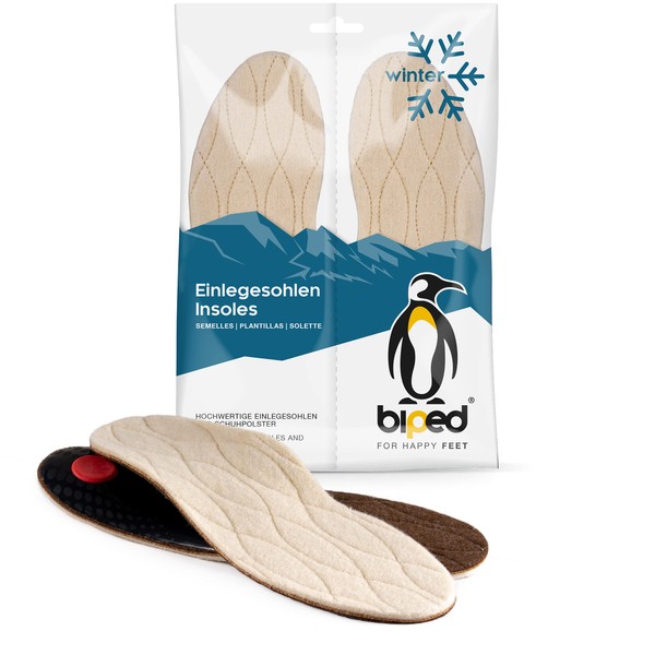 biped Premium Winter Footbed, Warm Shoe Insoles Made of Real