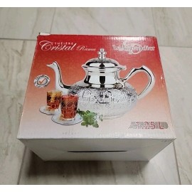 Le Dinandier Heavy Duty Handmade Large Moroccan Teapot Tea Pot, Silver Color, 1.25 Liters