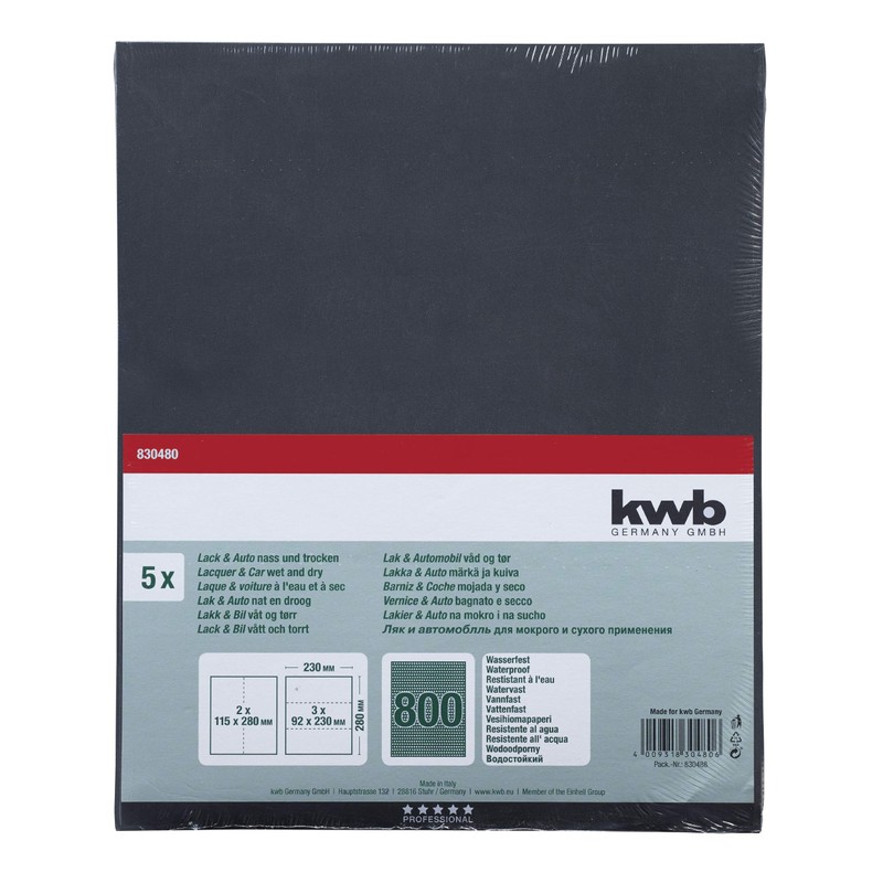 kwb Waterproof Sandpaper Sheet, 230 x 280 mm, Made of
