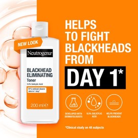 Neutrogena Neutrogena Blackhead Eliminating 0.5% Salicylic Acid Cleansing Toner (1x 200ml), Deep-Cleansing Facial Toner to Eliminate Blackheads and Refine Skin