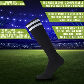 sevening Kids Knee High Soccer Socks - 3 Pairs Long Football Socks， for 6-12 Year Youth