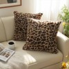 QIFONIX Leopard Print Throw Pillow Covers,Plush Faux Fur (Brown,18" x