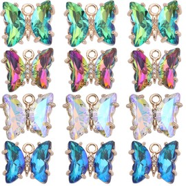 SUNNYCLUE 32 Pieces 4 Colors 12mm Butterfly Charms Instone Butterfly Charms Gold Butterfly Wings Parts Butterfly Earrings Bling Butterfly Wings Necklace Butterfly Wing Butterfly Shaped Bracelet