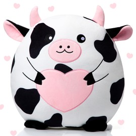 Leyndo 14 Inch Cow Plush Throw Pillow Adorable Stuffed Cow Animals Soft Cuddly Stuffed Cow Pillow Plushie for Farm Cow Birthday Party Favor Children's Day Graduation Gift Bedroom Sofa Car Decorations