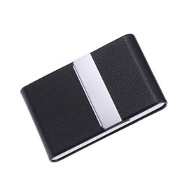 OHPHCALL Big Capacity Pu Leather Business Card Holder Stylish Name Card Case Unisex for Professionals Elegant Wallet Black