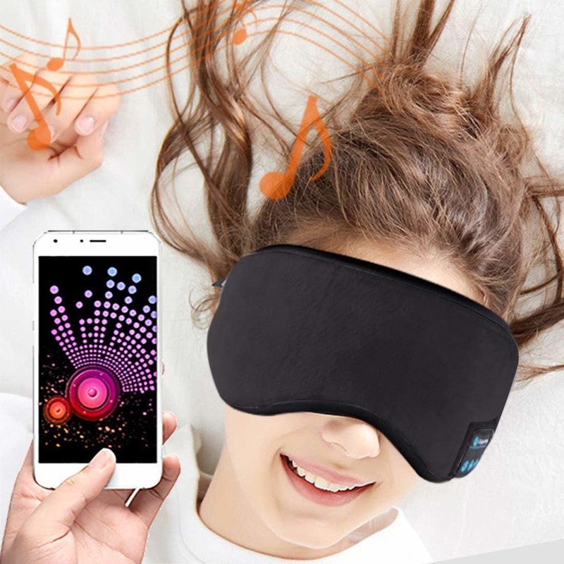 INF Sleep Mask with Built-in Wireless Headphones, Bluetooth 5.0, Black,