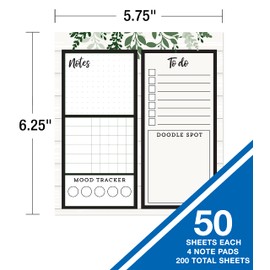 Carson Dellosa Farmhouse 4-Pack Daily To Do List Notepads, 5.75" x 6.25", 50-Page To Do List Planners, Daily Checklist, Notes Notepad, and Goals Small To Do List Notepad Bundle