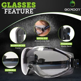 GOMOOY Schutzbrille Arbeitsschutzbrille Beschlagfrei Arbeit Unfallverhütung Transparent Und Nebel Überbrille Kompatibel Mit Atemschutzmaske 710 Gesundheit Schutzgläser Airsoft Nerf