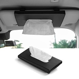 JUSTTOP Car Visor Tissue Box Holder, Premium Leather Paper Towel Cover Case, Sun Visor Napkin Holder, Hanging Car Tissues Holder, Backseat Tissue Case, Auto Interior Accessories(Black)