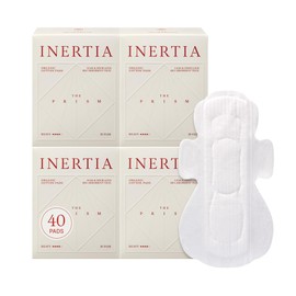 Truly Organic INERTIA Pads - The Prism with Wings for Women Heavy Absorbency (40 Count) - The Best Absorbency, NO Petroleum-Based microplastic, Chlorine, or Fragrance. (Pack of 4)