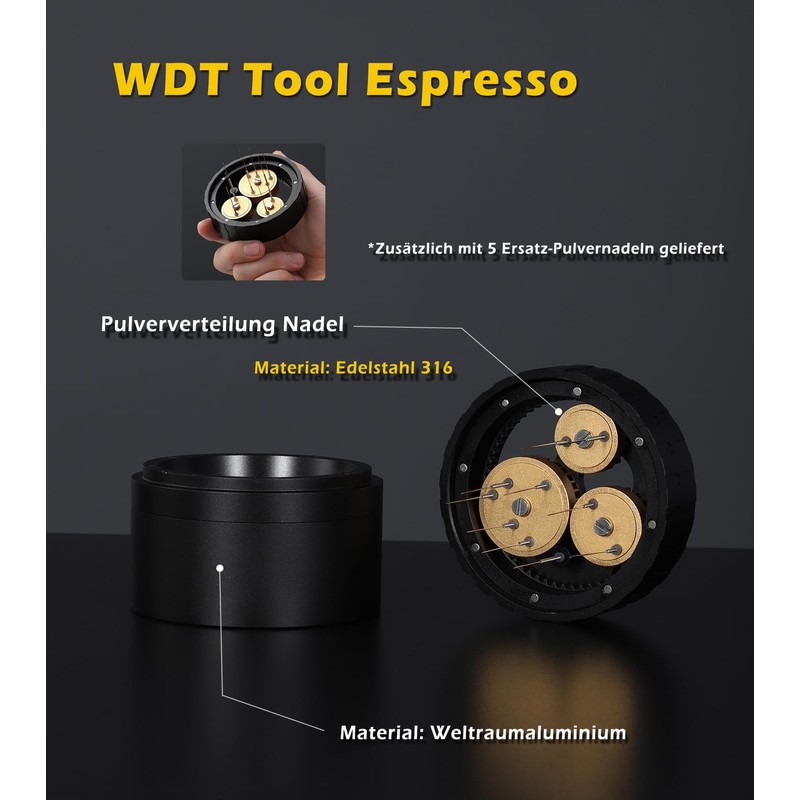 T TAKONE WDT Tool Espresso, Compatible with 51 mm Handle,