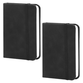 TNSLAND 2 Stück Kleines Notizbuch Tagebuch Taschennotizbuch Hardcover Notizbücher Dickes Pocket Notebook Notizblock A7 mit Markierungsbändern für Büroarbeiten 100 Seiten Schwarzes Leder