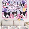 Generic Kuromi Theme Birthday Party Backdrop Decoration, 5x3.5ft Happy Birthday